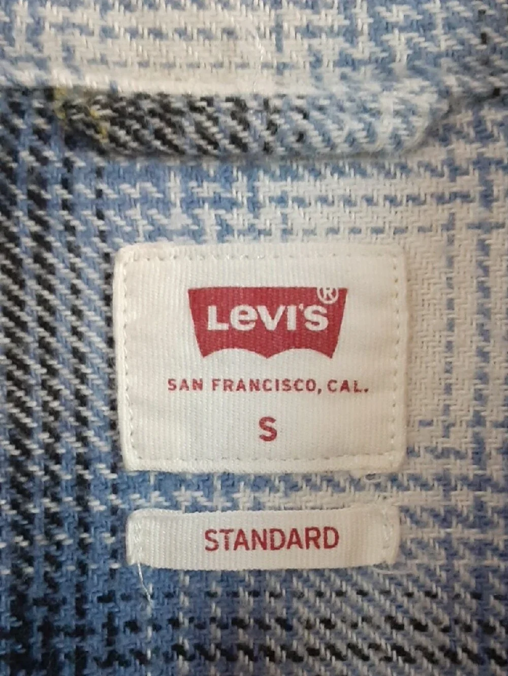 Levi's Jackson Worker Flannel Overshirt Shacket Plaid Blue Yellow Small Flaw